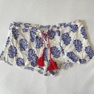 Ivory/Cobalt Blue Low-rise O'Neill Shorts